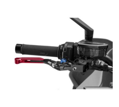 Levier de frein Puig 4.0 extensible et pliable avec corps central noir, extension rouge et selecteur bleu