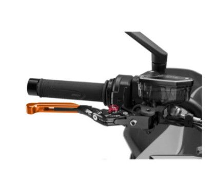 Puig 4.0 brake lever extendable and foldable with black central body, orange extension and red selector