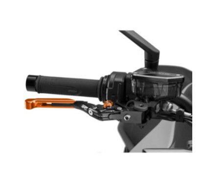 Levier de frein Puig 4.0 extensible et pliable avec corps central noir, extension orange et selecteur orange