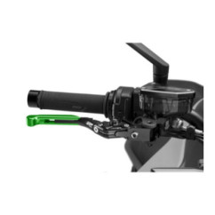 Maneta de freno Puig 4.0 extensible y abatible con cuerpo central negro, extension verde y selector negro