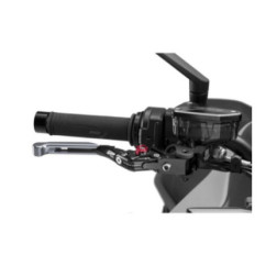 Maneta de freno Puig 4.0 extensible y abatible con cuerpo central negro, extension de titanio y selector rojo