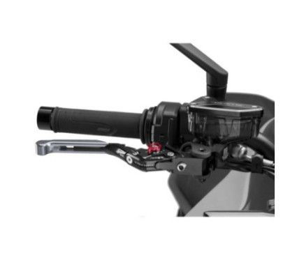 Levier de frein Puig 4.0 extensible et pliable avec corps central noir, extension en titane et selecteur rouge