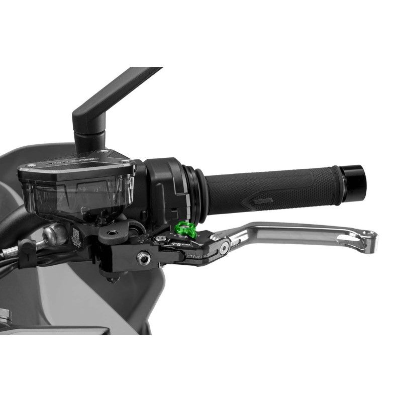 Puig 4.0 folding clutch lever silver and green selector