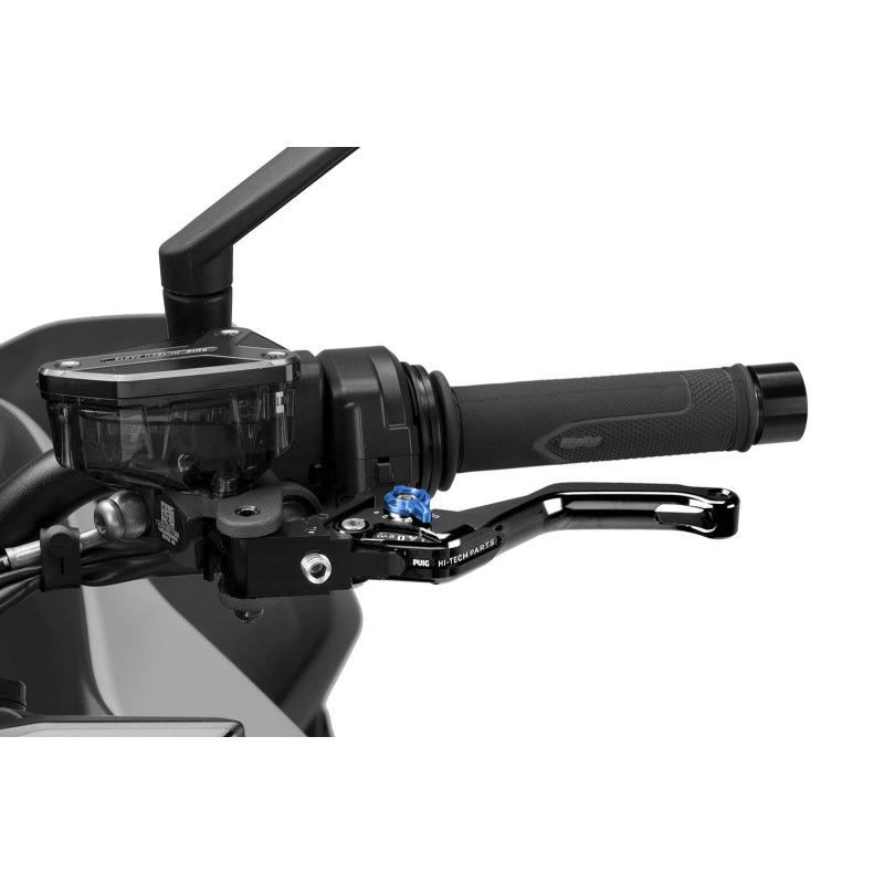Maneta de embrague fija Puig 4.0 corta negra y selector azul