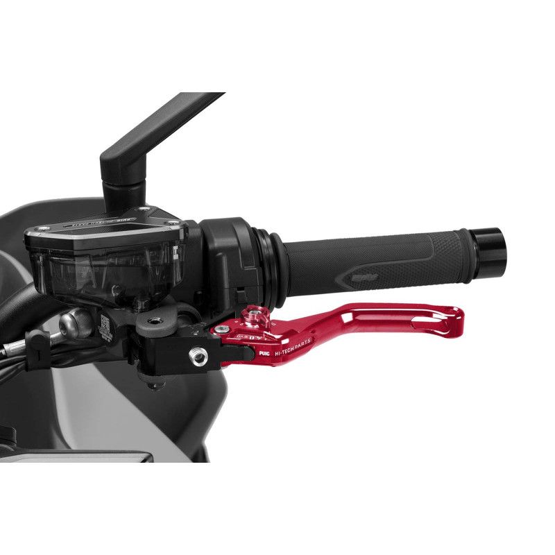 Levier d'embrayage fixe Puig 4.0 court rouge et selecteur rouge