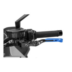Puig 4.0 clutch lever extendable and foldable with black central body, blue extension and silver selector