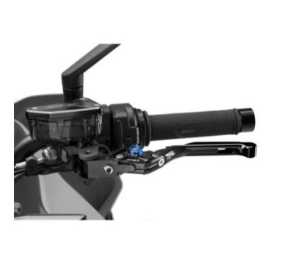 Levier d'embrayage Puig 4.0 extensible et pliable avec corps central noir, extension noire et selecteur bleu