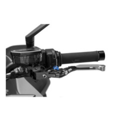 Puig 4.0 clutch lever extendable and foldable with black central body, silver extension and blue selector