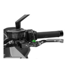 Puig 4.0 clutch lever extendable and foldable with black central body, silver extension and green selector