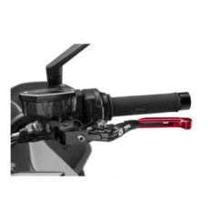 Puig 4.0 clutch lever extendable and foldable with black central body, red extension and silver selector