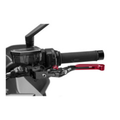 Puig 4.0 clutch lever extendable and foldable with black central body, red extension and red selector