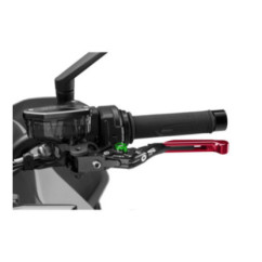 Puig 4.0 clutch lever extendable and foldable with black central body, red extension and green selector