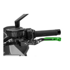 Maneta de embrague Puig 4.0 extensible y abatible con cuerpo central negro, extension verde y selector negro