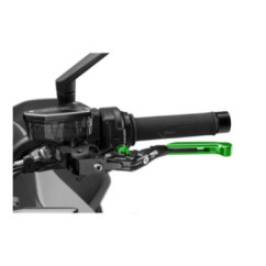 Maneta de embrague Puig 4.0 extensible y abatible con cuerpo central negro, extension verde y selector verde
