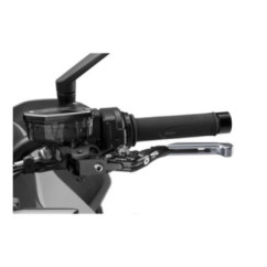 Puig 4.0 clutch lever extendable and foldable with black central body, titanium extension and silver selector