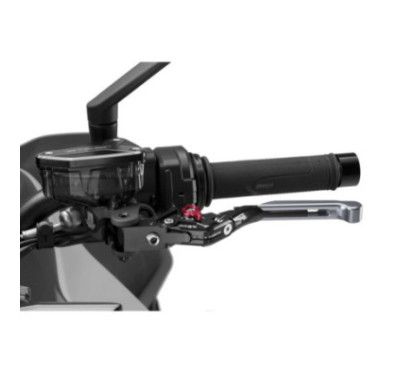 Levier d'embrayage Puig 4.0 extensible et pliable avec corps central noir, extension en titane et selecteur rouge