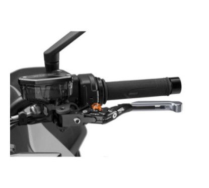 Puig 4.0 clutch lever extendable and foldable with black central body, titanium extension and orange selector
