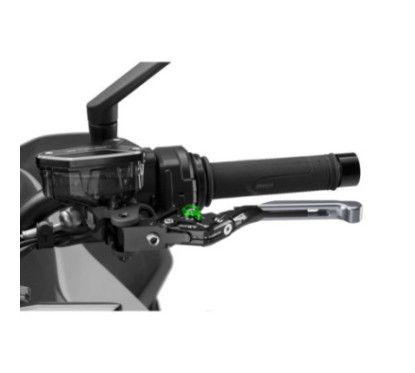 Puig 4.0 clutch lever extendable and foldable with black central body, titanium extension and green selector
