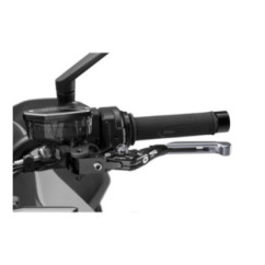 Maneta de embrague Puig 4.0 extensible y abatible con cuerpo central negro, extension de titanio y selector de titanio