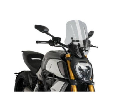 Puig naked ng touring adjustable windshield for Ducati Diavel 1260 21-23 light smoke