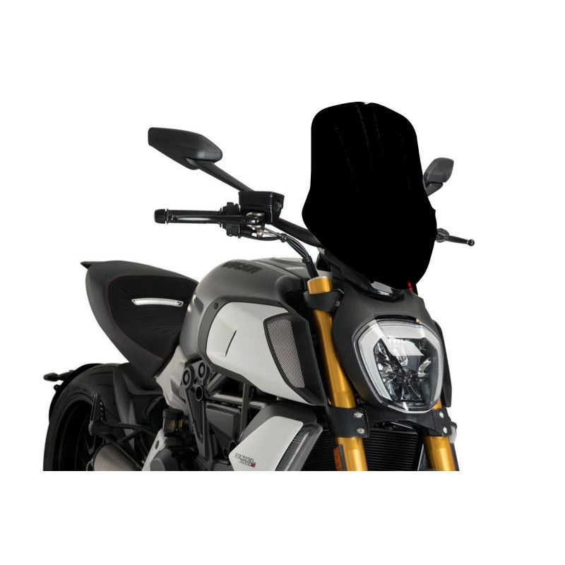 Puig naked ng touring adjustable windshield for Ducati Diavel 1260s 21-23 black