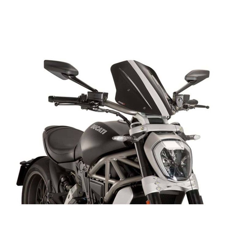Puig naked ng touring adjustable windshield for ducati x diavel 18-23 black