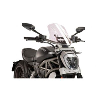 Puig naked ng touring adjustable windshield for ducati x diavel 18-23 transparent