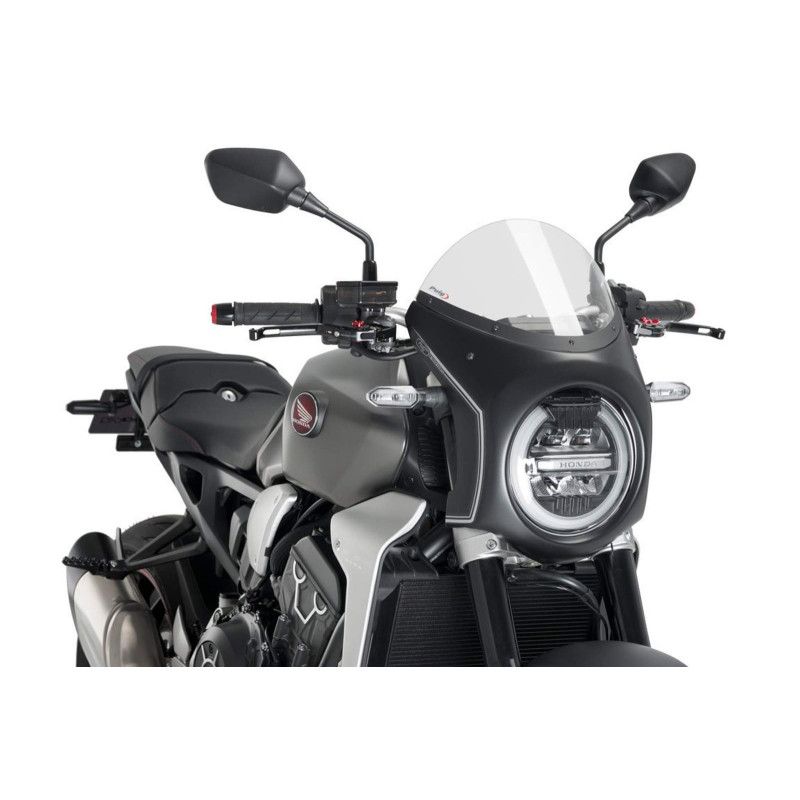 Pare-brise semi-carenage Puig pour Honda CB650R Neo Sports Cafe 21-23 Transparent-Noir