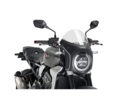 Pare-brise semi-carenage Puig pour Honda CB650R Neo Sports Cafe 21-23 Transparent-Noir