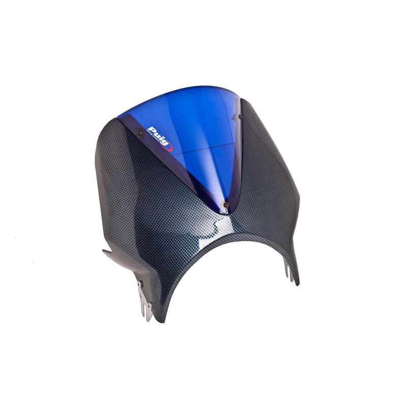 Pare-brise Puig Univ. Vision Kawasaki W800 2020 Carbone-Bleu