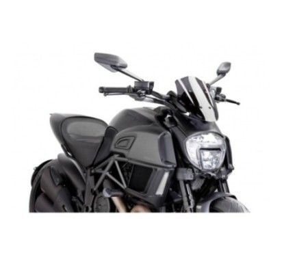 Pare-brise reglable Puig Naked NG Sport pour Ducati Diavel 14/16, fume fonce
