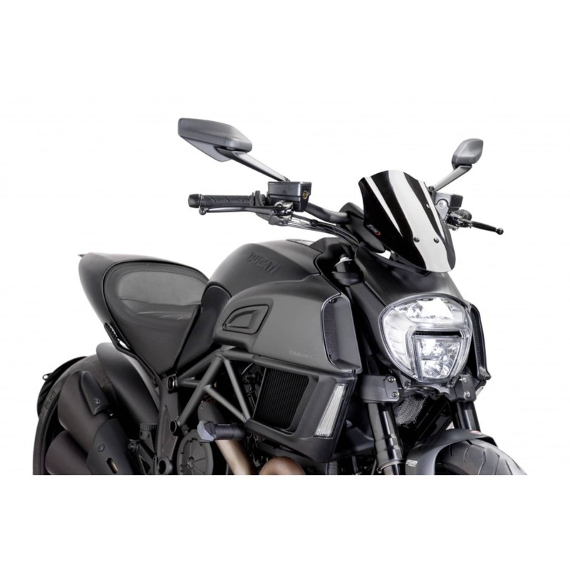 PUIG WINDSCREEN NAKED N.G. SPORT ADJUSTABLE DUCATI DIAVEL 14-18 BLACK