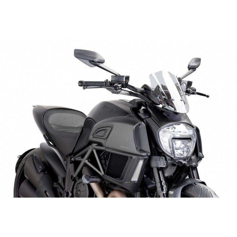 Pare-brise reglable Puig Naked NG Sport pour Ducati Diavel 14/16 Transparent