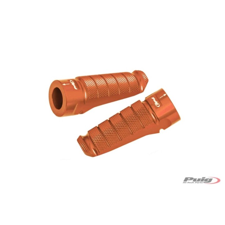 PUIG FOOTPEGS RACING MODEL ORANGE COLOR - Dimensions: 72x27 mm. Weight: 90 gr