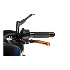 PUIG EXTENDABLE AND FOLDING CLUTCH LEVER 3.0 WITH BLACK CENTRAL BODY, ORANGE EXTENSION AND ORANGE SELECTOR