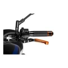 PUIG EXTENDABLE AND FOLDING CLUTCH LEVER 3.0 WITH BLACK CENTRAL BODY, ORANGE EXTENSION AND BLACK SELECTOR