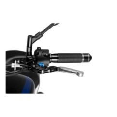 PUIG EXTENDABLE AND FOLDING CLUTCH LEVER 3.0 WITH BLACK CENTRAL BODY, SILVER EXTENSION AND BLUE SELECTOR