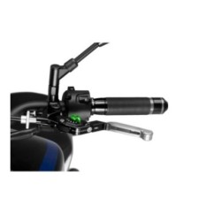 PUIG EXTENDABLE AND FOLDING CLUTCH LEVER 3.0 WITH BLACK CENTRAL BODY SILVER EXTENSION AND GREEN SELECTOR