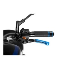 PUIG EXTENDABLE AND FOLDING CLUTCH LEVER 3.0 WITH BLACK CENTRAL BODY, BLUE EXTENSION AND ORANGE SELECTOR