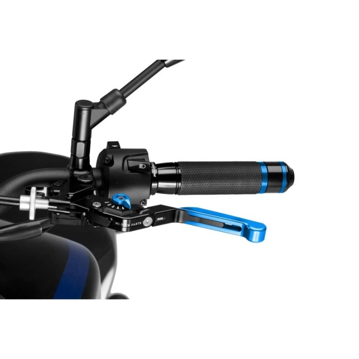 PUIG EXTENDABLE AND FOLDING CLUTCH LEVER 3.0 WITH BLACK CENTRAL BODY, BLUE EXTENSION AND BLUE SELECTOR