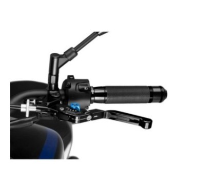 PUIG EXTENDABLE AND FOLDING CLUTCH LEVER 3.0 WITH BLACK CENTRAL BODY BLACK EXTENSION AND BLUE SELECTOR