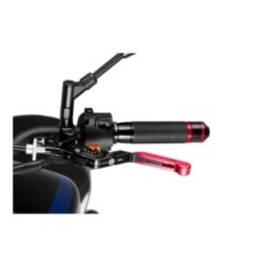 PUIG EXTENDABLE AND FOLDING CLUTCH LEVER 3.0 WITH BLACK CENTRAL BODY, RED EXTENSION AND ORANGE SELECTOR
