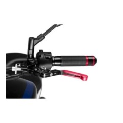 PUIG EXTENDABLE AND FOLDING CLUTCH LEVER 3.0 WITH BLACK CENTRAL BODY, RED EXTENSION AND SILVER SELECTOR