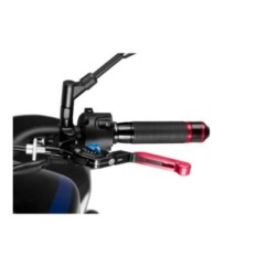 PUIG EXTENDABLE AND FOLDING CLUTCH LEVER 3.0 WITH BLACK CENTRAL BODY, RED EXTENSION AND BLUE SELECTOR