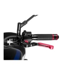 PUIG EXTENDABLE AND FOLDING CLUTCH LEVER 3.0 WITH BLACK CENTRAL BODY, RED EXTENSION AND RED SELECTOR