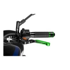 PUIG EXTENDABLE AND FOLDING CLUTCH LEVER 3.0 WITH BLACK CENTRAL BODY GREEN EXTENSION AND ORANGE SELECTOR