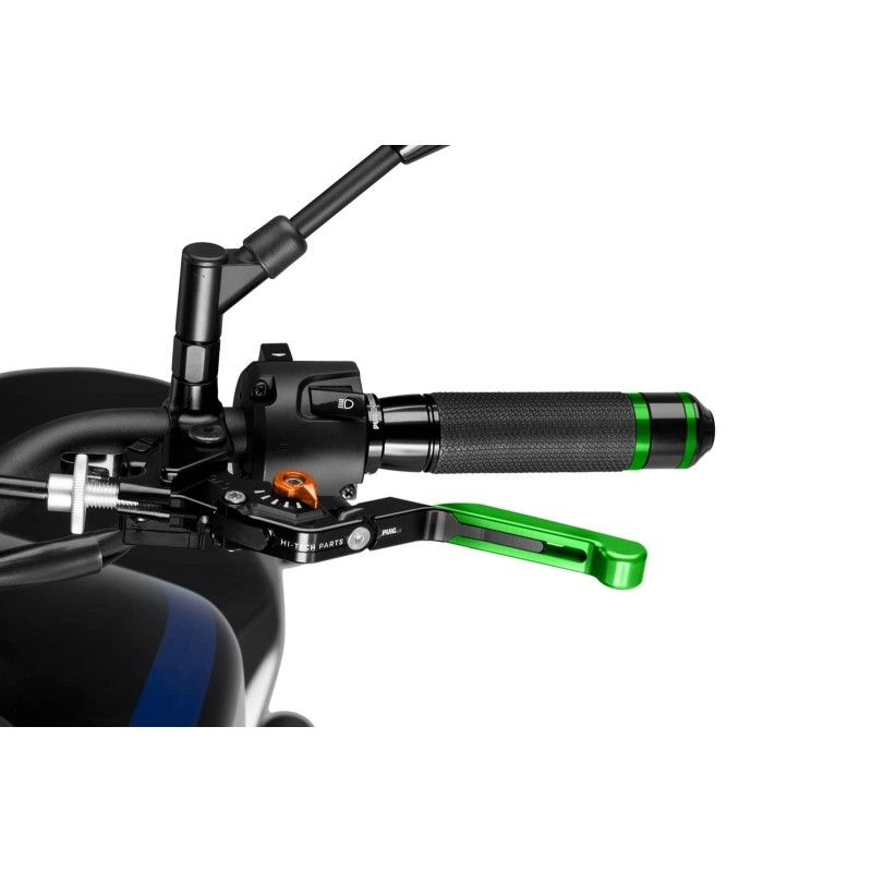 puig lever 30 clutch extendable and foldable with black central body green extension and orange selector