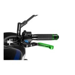 PUIG EXTENDABLE AND FOLDING CLUTCH LEVER 3.0 WITH BLACK CENTRAL BODY GREEN EXTENSION AND BLUE SELECTOR
