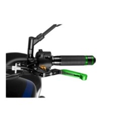 PUIG EXTENDABLE AND FOLDING CLUTCH LEVER 3.0 WITH BLACK CENTRAL BODY GREEN EXTENSION AND GOLD SELECTOR