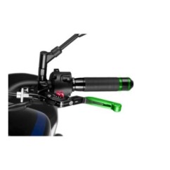 PUIG EXTENDABLE AND FOLDING CLUTCH LEVER 3.0 WITH BLACK CENTRAL BODY GREEN EXTENSION AND RED SELECTOR